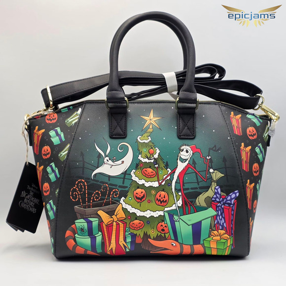 Loungefly Disney Nightmare Before Christmas Sandy Claws Zero Black Satchel Bag - Picture 4 of 7